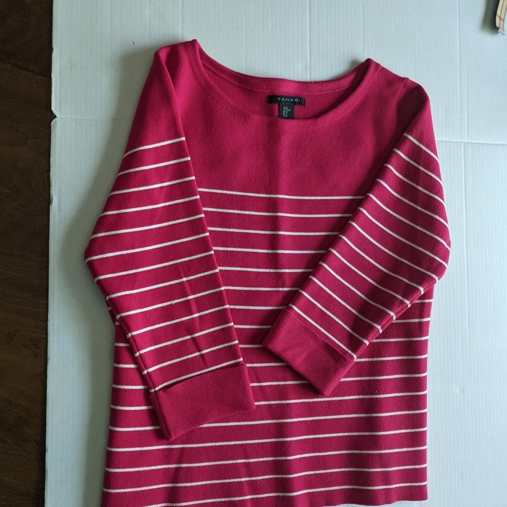 Tahari pink striped women's sweater. XL